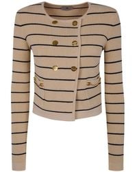 Elisabetta Franchi - Stripes Tricot Round Neck Sweater - Lyst
