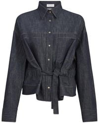 Brunello Cucinelli - Cotton Denim-Effect Twill Cropped Shirt - Lyst
