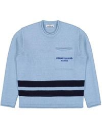 Stone Island - Trui Met Gestreept Detail En Ronde Hals - Lyst
