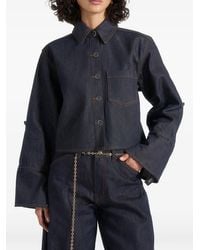 Manière De Voir - Maura Boxy Cropped Roll-Sleeve Denim Shirt - Lyst