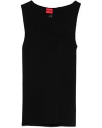 HUGO - Sleeveless Asymmetric V-Neck Knitted Top - Lyst