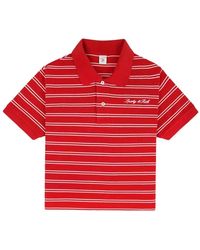 Sporty & Rich - Signature Logo-Embroidered Striped Polo Shirt - Lyst
