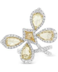 HYT Jewelry - 18Kt Geel- En Witgouden Ring Met Diamant - Lyst