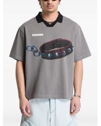 Pleasures - Pinstripe Graphic-Print Polo Shirt - Lyst