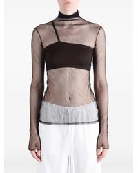 Cortana - Cisne Sheer High-Neck Top - Lyst