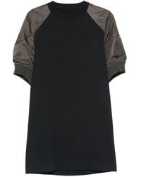 Sacai - Panelled Puff-Sleeve Mini T-Shirt Dress - Lyst