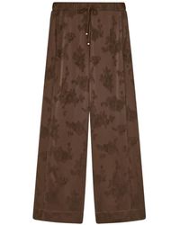Ganni - Floral-Jacquard Drawstring-Waist Trousers - Lyst