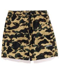 A Bathing Ape - Camouflage-print Embroidered-logo Shorts - Lyst