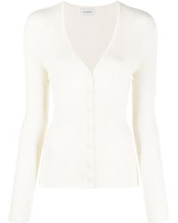 Lanvin - Gerippter Cardigan Mit V-Ausschnitt - Lyst