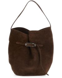 Liffner - Large Belted Bucket Suede Bucket Bag - Lyst
