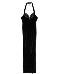 Ludovic de Saint Sernin Halter Ruched Maxi Dress in Black Lyst UK