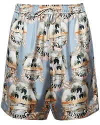 Amiri - Palm Tree-print Silk Shorts - Lyst
