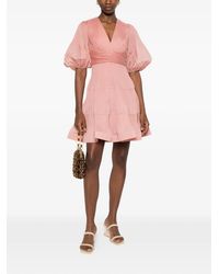 Zimmermann Natura V-Neck Lace Mini Dress in White | Lyst