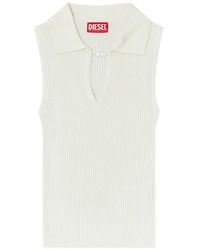 DIESEL - Sleeveless Rib-Knit Polo Top - Lyst