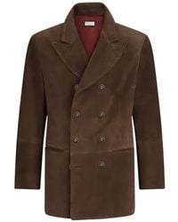 Brunello Cucinelli - Veste En Daim À Revers Crantés - Lyst