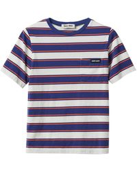 Miu Miu - Striped Cotton T-shirt - Lyst