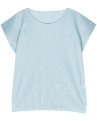 Pleats Please Issey Miyake - Cap-Sleeve Plissé-Effect Blouse - Lyst