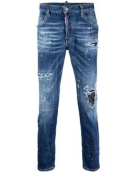DSquared² - Distressed Slim-Cut Jeans - Lyst