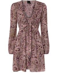 Pinko - Paisley-Print Tie-Neck Mini Dress - Lyst
