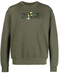 Maison Kitsuné - Sweatshirt Mit Blumenstickerei - Lyst