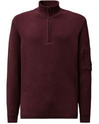 C.P. Company - Gerippter Pullover Mit Kurzem Reißverschluss - Lyst