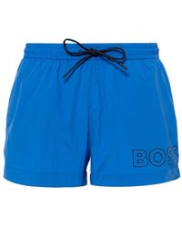 BOSS - Logo-print Swim Shorts - Lyst
