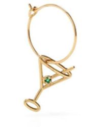 Aliita - 9kt Yellow Gold Martini Esmeralda Emerald Hoop ]earring - Lyst