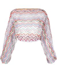 Missoni - Zigzag Open-knit Cropped Blouse - Lyst