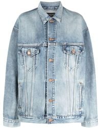 Balenciaga - Veste oversize en jean à logo imprimé - Lyst