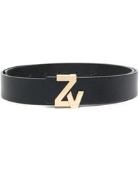 Zadig & Voltaire - Logo-Plaque Leather Belt - Lyst