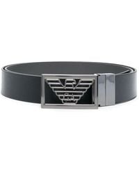 Emporio Armani - Logo-Plaque Buckle Belt - Lyst