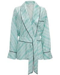 Victoria Beckham - Alba Portofino-Print Belted Jacket - Lyst
