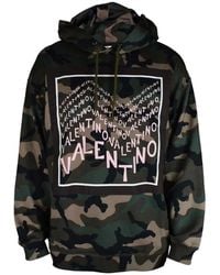 Valentino Garavani - Logo Print Camouflage Cotton Blend Hoodie - Lyst