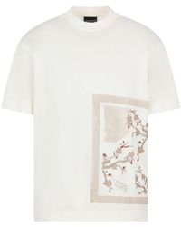 Emporio Armani - Floral-embroidered Jersey T-shirt - Lyst