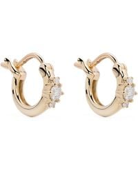 Adina Reyter - 14Kt Trio Diamond Huggie Hoop Earrings - Lyst