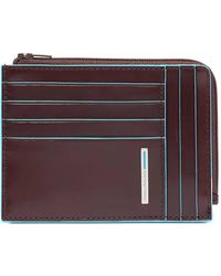 Piquadro - Zipped Leather Card Holder - Lyst