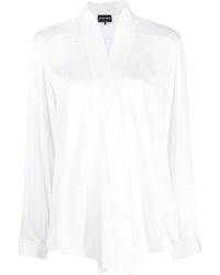 Giorgio Armani - Vネック シルクシャツ - Lyst