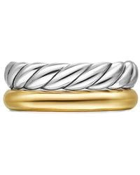 David Yurman - Anillo DY Mercer® Two Row en oro amarillo de 18 ct y plata de ley - Lyst