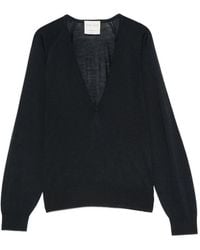 forte_forte - V-Neck Long-Sleeve Sweater - Lyst