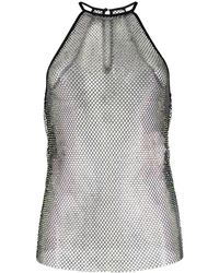 Patrizia Pepe - Crystal-Embellished Mesh Top - Lyst