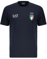 EA7 - Italia Team Logo-Print T-Shirt - Lyst