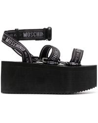 Moschino - Logo-strap Flatform Sandals - Lyst