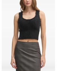 Sisley - Fuzzy Scoop Neck Top - Lyst