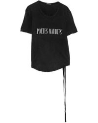Ann Demeulemeester - Slogan-Print Tie-Detail T-Shirt - Lyst