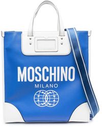 Moschino Shopper mit Logo-Print - Blau