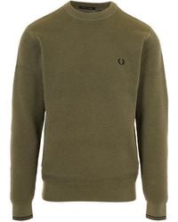 Fred Perry - Textured-Knit Logo-Detail Sweater - Lyst