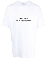 MSGM - T-Shirt mit Slogan-Print - Lyst