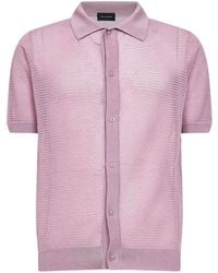 Tagliatore - Pointelle-Knit Short-Sleeve Shirt - Lyst