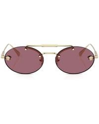 Versace - Medusa-Plaque Oval-Frame Sunglasses - Lyst