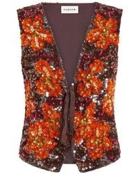 P.A.R.O.S.H. - Sequin-Embellished Floral-Pattern Waistcoat - Lyst